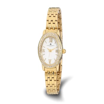Charles Hubert Ladies IP Plated Stainless Steel Crystal Bezel 21x32mm Watch