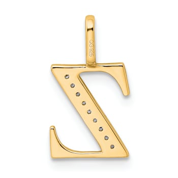 14K Yellow Gold Diamond Letter Z Initial Pendant