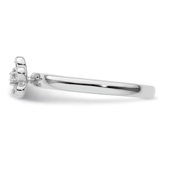 Sterling Silver Stackable Expressions Flower Diamond Ring 0.042ctw