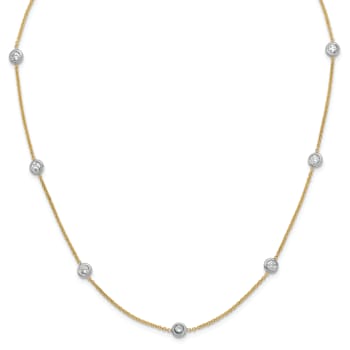 18K Yellow Gold 1.5mm Diamond Stations 18 Inch Necklace
