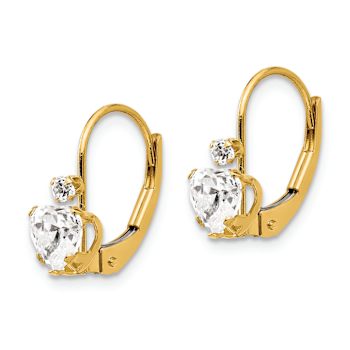 14k Yellow Gold Cubic Zirconia Heart Earrings