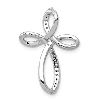 Rhodium Over 14K White Gold 1/6ct. Diamond Cross Chain Slide