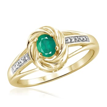 Green Emerald 14K Gold Over Sterling Silver Ring 0.33ctw