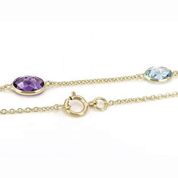 Multi-Gem 14k Yellow Gold Necklace 5.82ctw