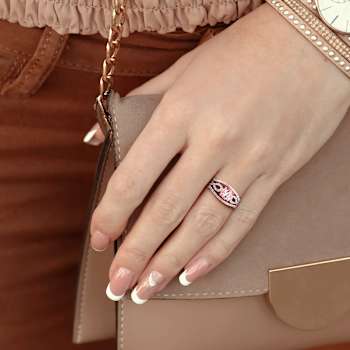 Morganite and Diamond 10K Rose Gold Bridal Ring 1.06ctw