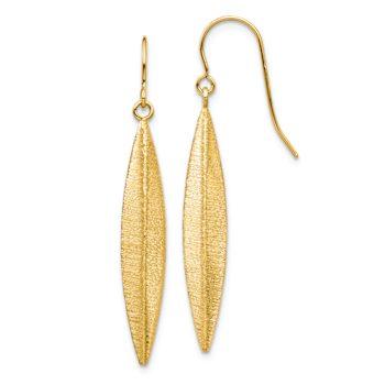 14k Yellow Gold Brushed and Textured Dangle Earrings