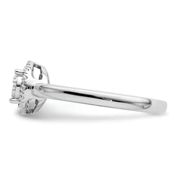 Rhodium Over 14K White Gold Diamond Oval Halo Cluster Engagement Ring 0.30ctw
