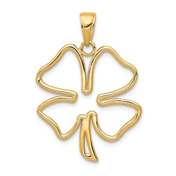 14k Yellow Gold Polished Cut-out 4-Leaf Clover Pendant