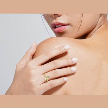 Rachel Zoe CZ Flower Ring in 14K Gold Over Sterling Silver