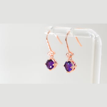 Amethyst and CZ 1.59 Ctw Round 18K Rose Gold Over Sterling Silver Drop
Earrings Jewelry.