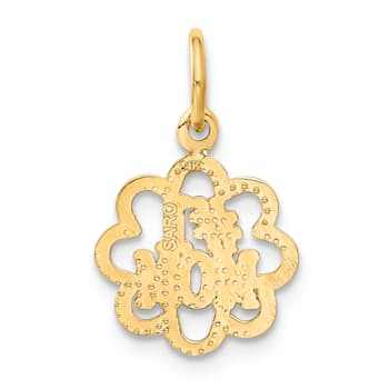 14k Yellow Gold Textured Number 1 Mom Pendant