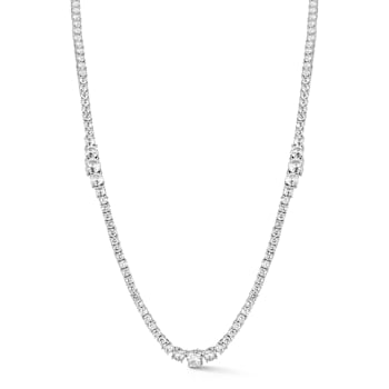 Rachel Zoe CZ Graduated Tennis Necklace in Rhodium Over Brass