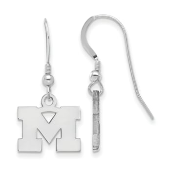 Rhodium Over Sterling Silver  LogoArt University of Michigan Extra Small
Dangle Earrings