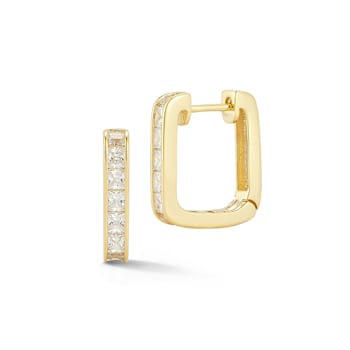 Rachel Zoe CZ Square Hoop Earrings in 14K Gold Over Sterling Silver