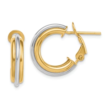 14k Two-tone 11/16" Polished Hoop Earrings