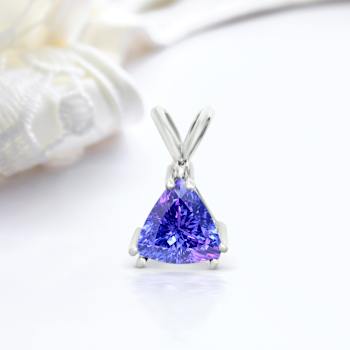 14K White Gold Trillion Tanzanite Pendant 1.00ctw