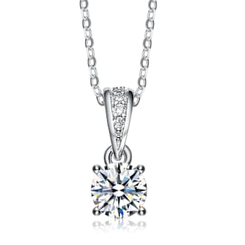 Bursting CZ Pendant Necklace In Sterling Silver