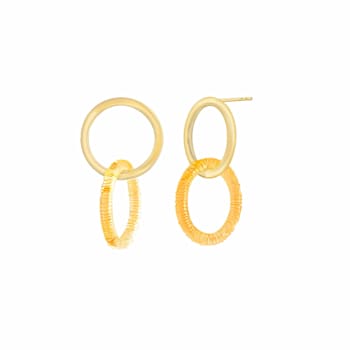 14K Yellow Gold Over Sterling Silver Acrylic Double Drop Earrings in Honey