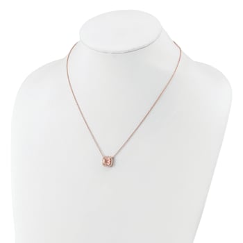 14K Rose Gold Over Sterling Silver Cubic Zirconia and Pink Glass Necklace