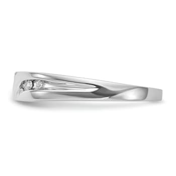 Rhodium Over 14K White Gold Diamond Trio Men's Wedding Band 0.14ctw
