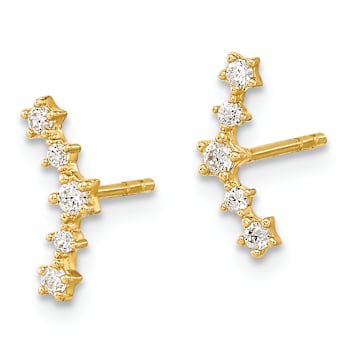 14k Yellow Gold Polished Fancy Cubic Zirconia Stud Earrings