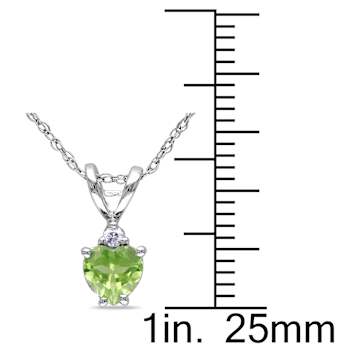 Peridot & Diamond 10K White Gold Pendant With Chain 0.52ctw