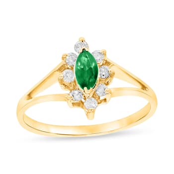 0.35ctw Emerald and Diamond Ring in 14k Yellow Gold