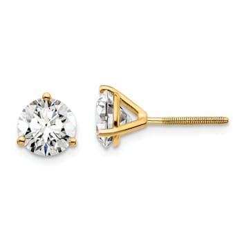14K Yellow Gold Lab Grown Diamond 2ct. VS/SI GH+, 3 Prong Screwback Earrings