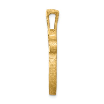 14k Yellow Gold Brushed and Diamond-Cut Filigree Chai Pendant