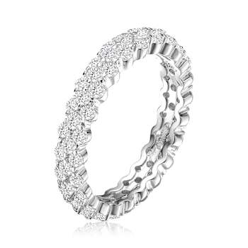 Curved CZ Eternity Band Ring In Sterling Silver
