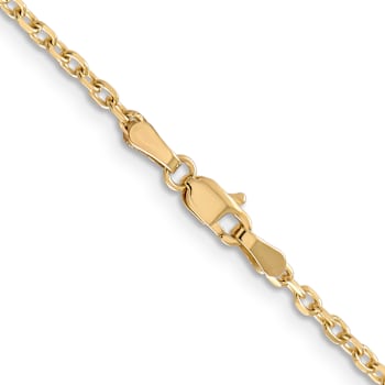 14k Yellow Gold 2.2mm Solid Diamond-Cut Round Open Link Cable 16 Inch Chain