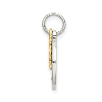 14K Yellow Gold Over Sterling Silver Enamel CZ Christmas Pendant