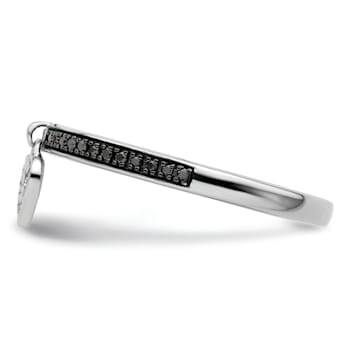 Rhodium Over Sterling Silver Stackable Expressions Heart Black and White
Diamond Ring 0.129ctw