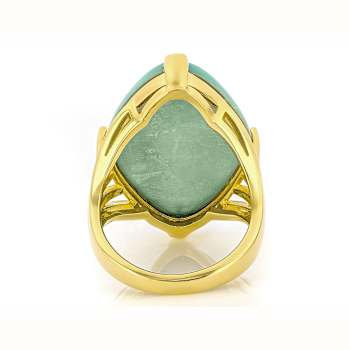 Bold Oval Solitaire Ring In 18K Gold Over Sterling Silver 28x18mm