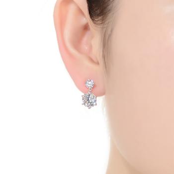 Two-Stone CZ Drop Earrings In Sterling Silver