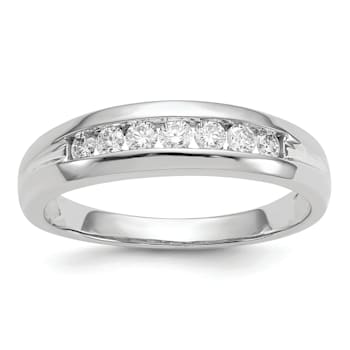 Rhodium Over 14K White Gold Lab Grown Diamond SI1/SI2, G H I, Men's Ring
