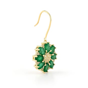 Emerald and Diamond 18K Yellow Gold over Sterling Silver Earrings 7.23ctw