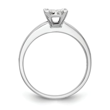 Rhodium Over 14K White Gold Diamond Cluster Engagement Ring 0.72ctw