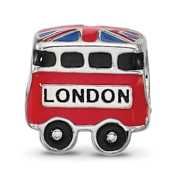 Sterling Silver Kids Enamel London Bus Bead