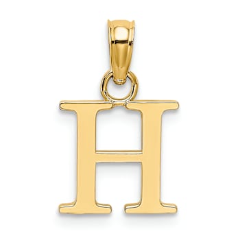 14k Yellow Gold Polished Block Letter H Initial Pendant