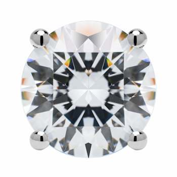 White Cubic Zirconia 14k White Gold Single Stud With Velvet Gift Box 1.50ctw