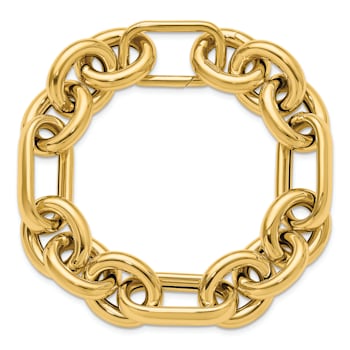 14K Yellow Gold Round and Oval Open Link 8.25 Inch Bracelet