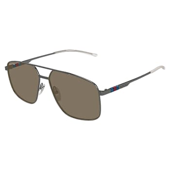 Gucci Ruthenium Square Frame / Gray Lenses Sunglasses