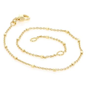 Cable And Square Bead Bracelet Set Of 2 In 18K Gold Over Sterling Silver
And Sterling Silver