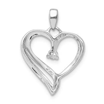Rhodium Over 14k White Gold Diamond Heart Pendant