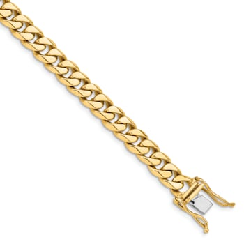 14K Yellow Gold 7mm Hand-Polished Miami Cuban Chain Bracelet