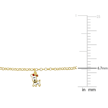 Children's Dog Charm Rolo Chain Bracelet in 18K Yellow Gold Over
Sterling Silver