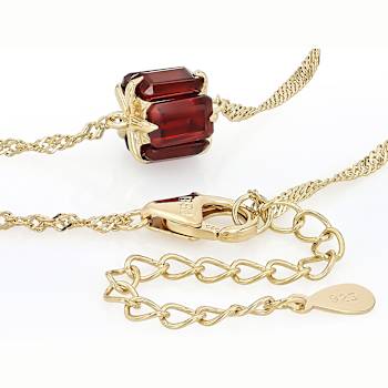 Red Garnet Station Necklace In 18K Gold Over Sterling Silver 3.36ctw