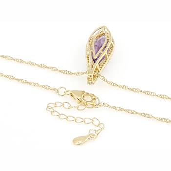 Amethyst And White Zircon Pendant Necklace In 18K Gold Over Sterling
Silver 4.62ctw