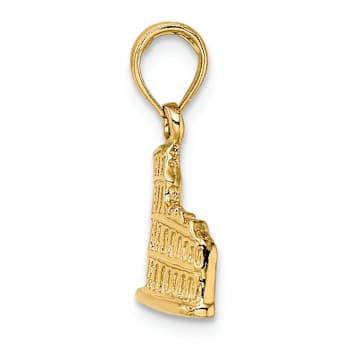 14k Yellow Gold Textured 2D Coliseum Charm